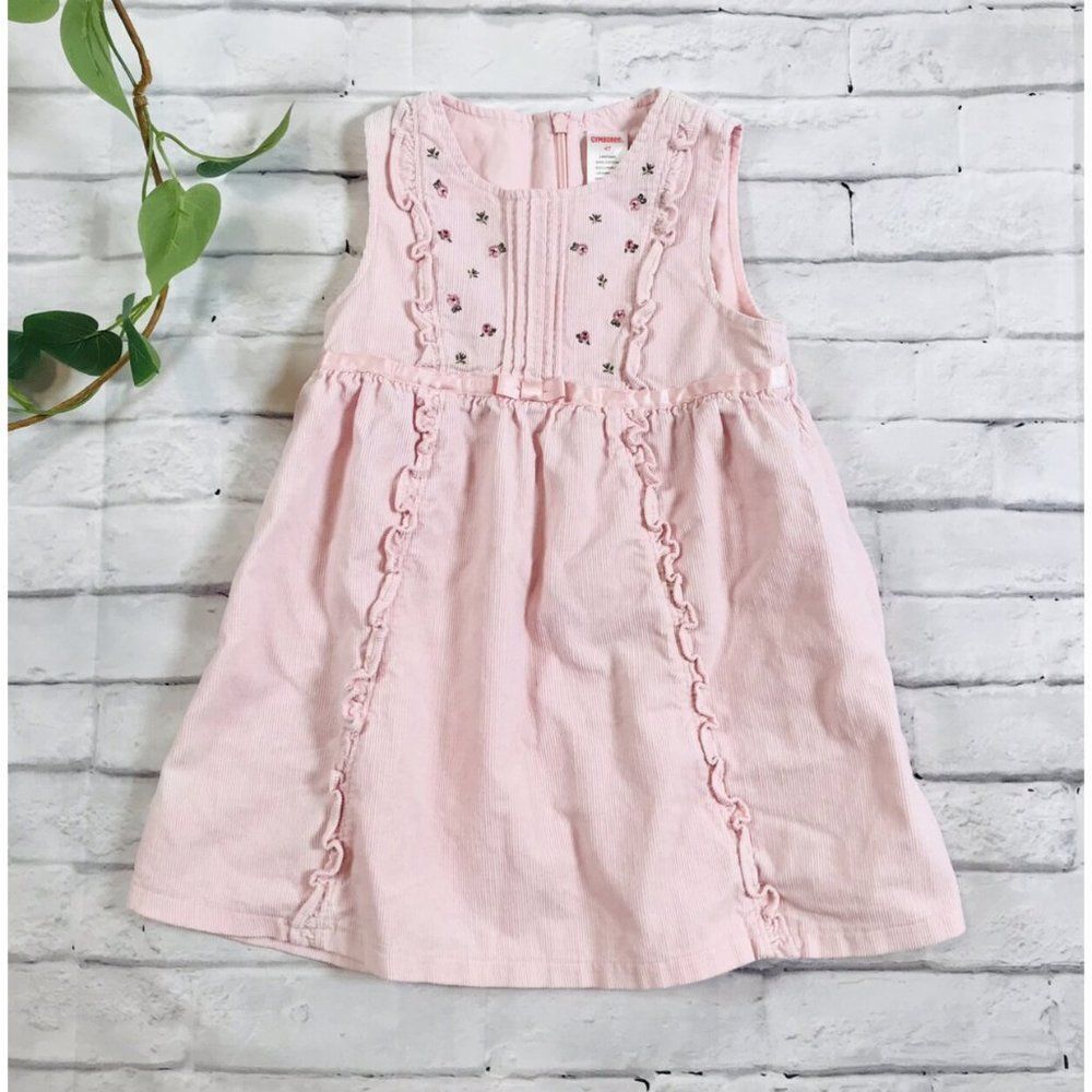 Gymboree Pink Toddler Dress Ruffle & Floral Embroidered Size 4t